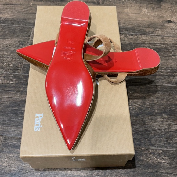 CHRISTIAN LOUBOUTIN Choc Lock croc-effect leather slippers BNIB 36.5 - Picture 10 of 10